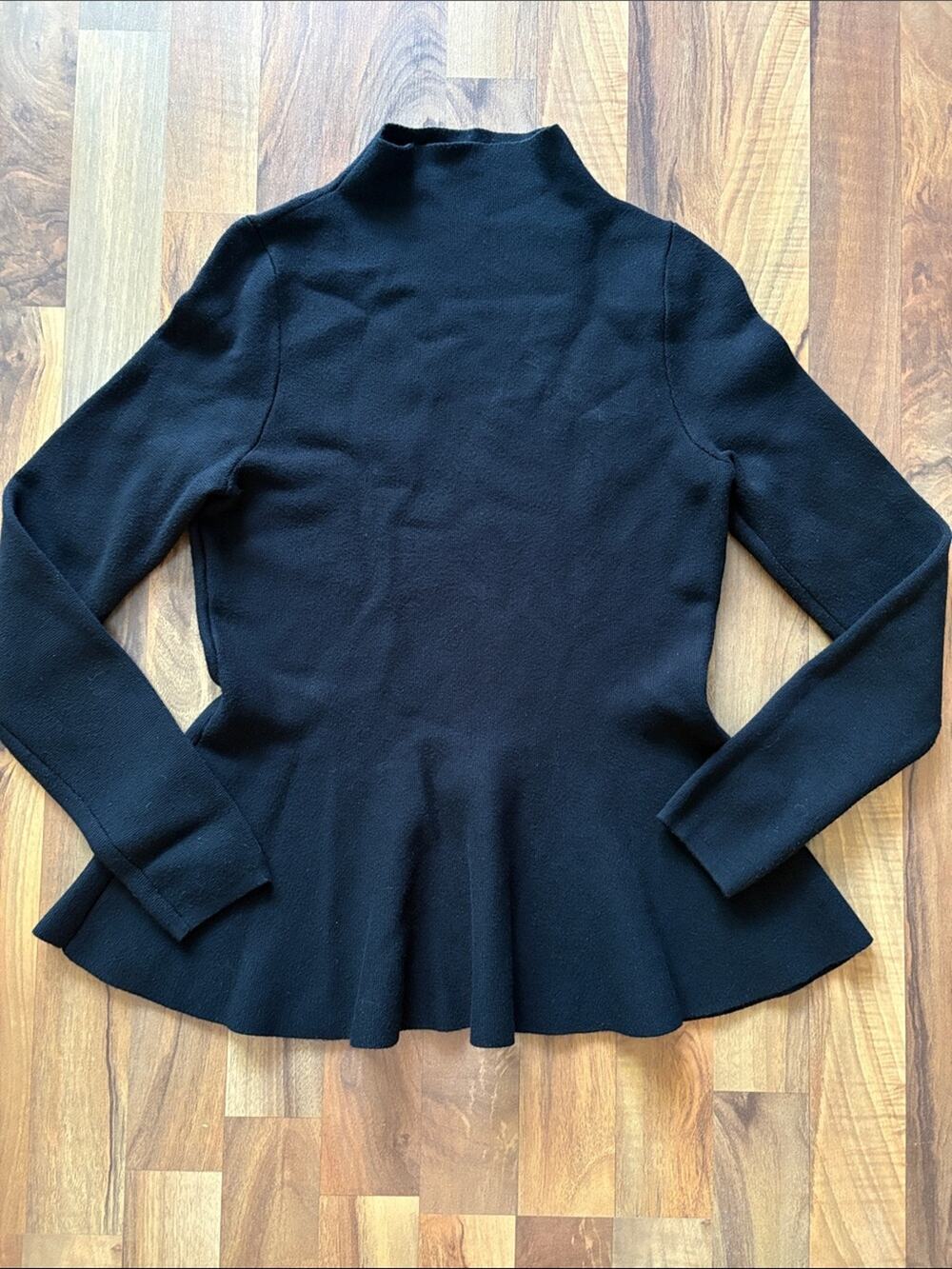 bebe Black Peplum Long-Sleeve Sweater